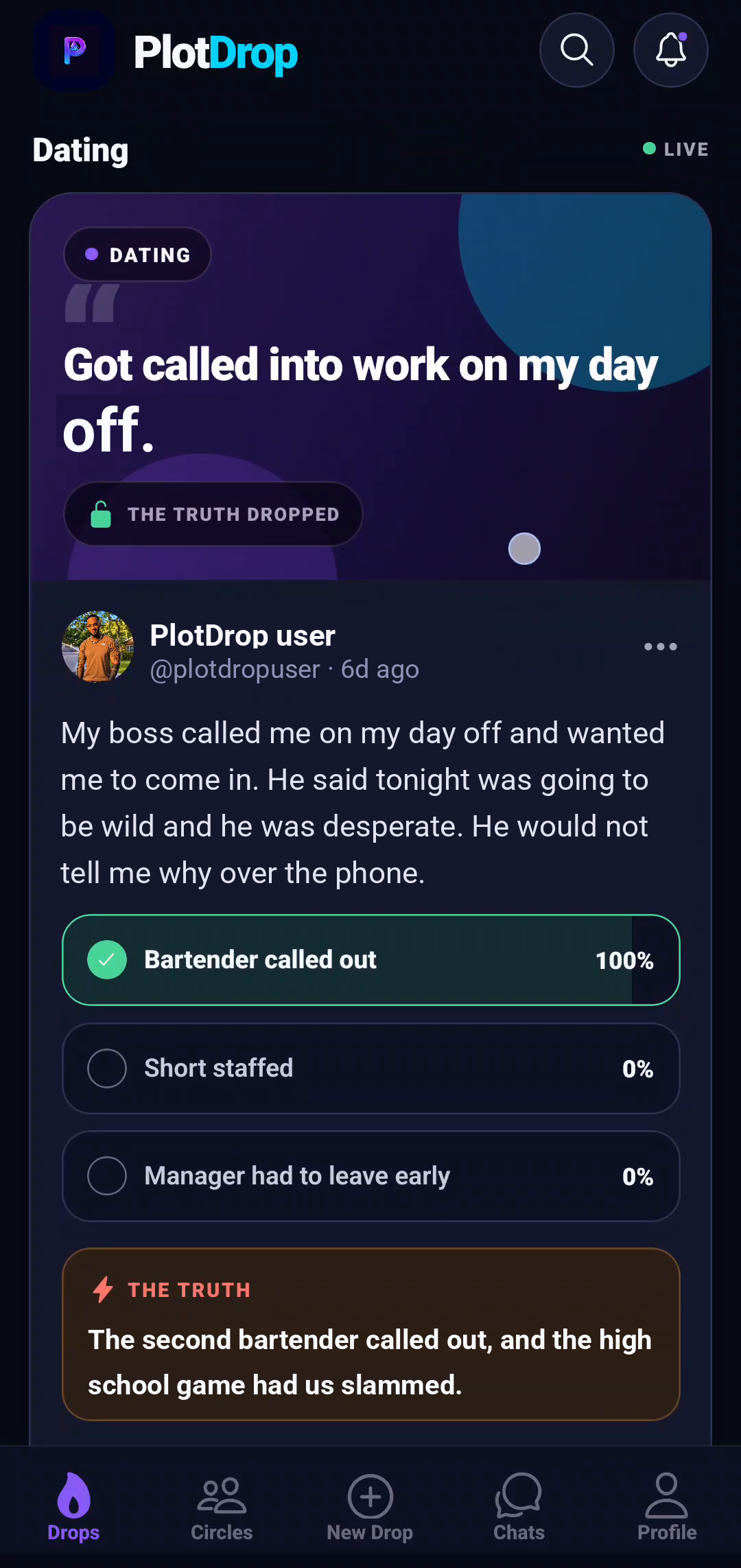 A revealed Dating drop - the story, how people voted, and the truth (real capture from the app)